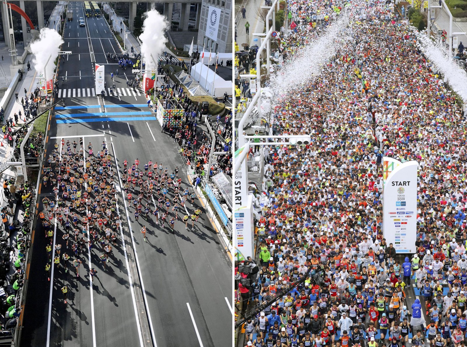 La largada de este domingo, en comparación con la carrera del año pasado (Reuters)
