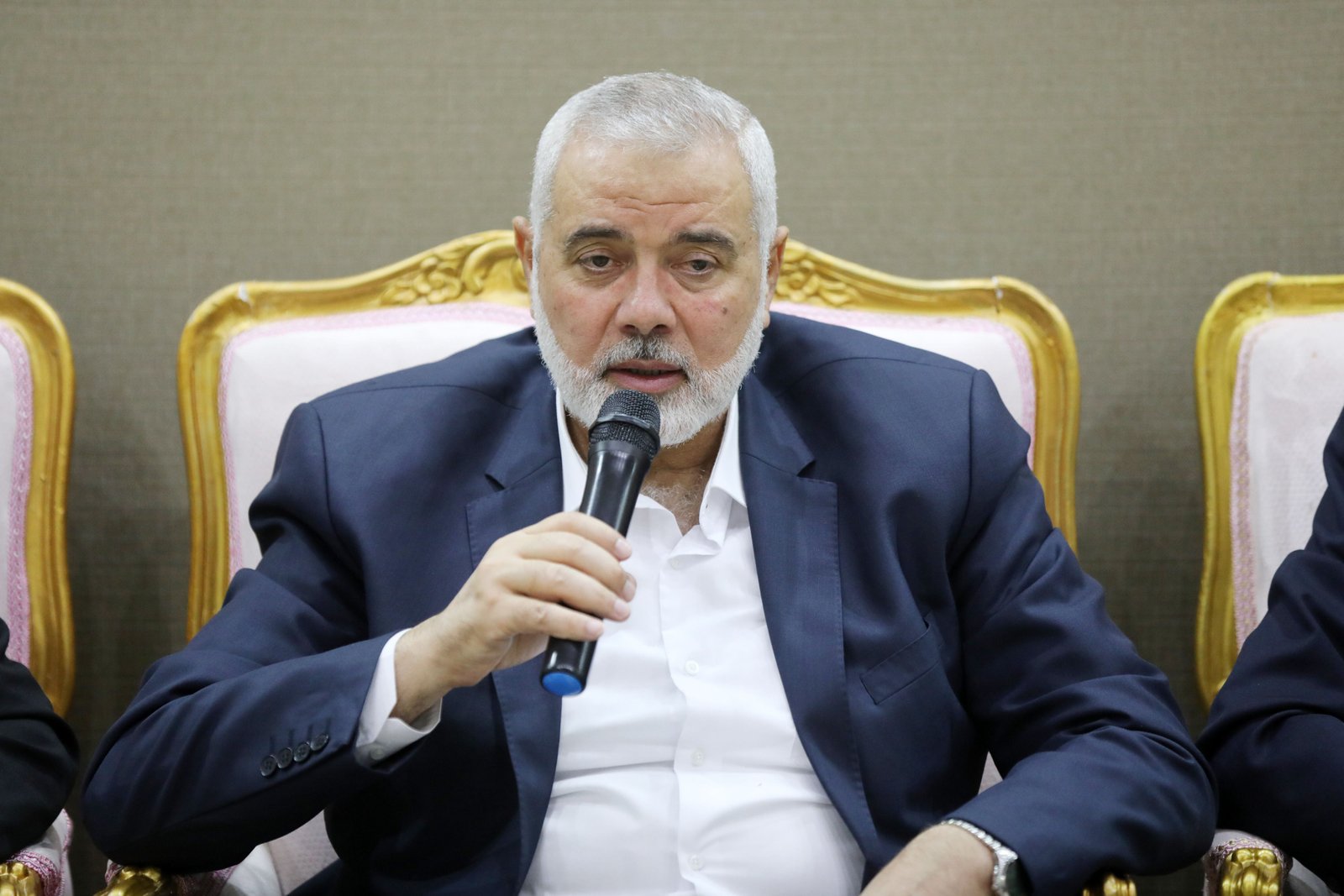 13/12/2022 December 13, 2022, Doha, Doha, Qatar: Head of the Political Bureau of Hamas, Ismail Haniyeh, visits the Palestinian sports and media delegation to the World Cup, in Doha, Qatar on December 13, 2022. The 2022 FIFA World Cup is an association football tournament, contested by the men's national teams of FIFA's member associations and the 22nd FIFA World Cup. It is taking place in Qatar from 20 November to 18 December 2022. This is the first World Cup to be held in the Arab world, and the second World Cup held entirely in Asia after the 2002 tournament in South Korea and Japan POLITICA Europa Press/Contacto/Ashraf Amra