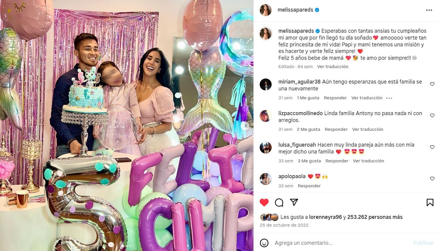 Melissa Paredes y Rodrigo Cuba celebran juntos el cumpleaños de su hija tras levantamiento de la orden de alejamiento que tenía hacia ella.