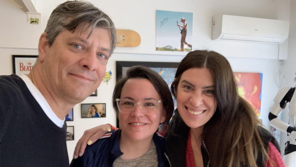 Bada y Segovia con Pergolini durante la realizacin del documental Foto gentileza Beln Bada