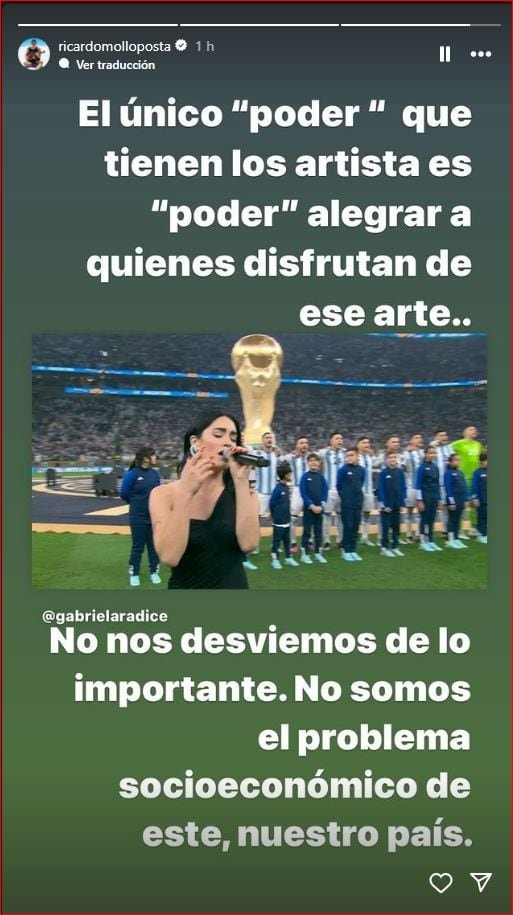 Posteo Ricardo Mollo apoyo a Lali