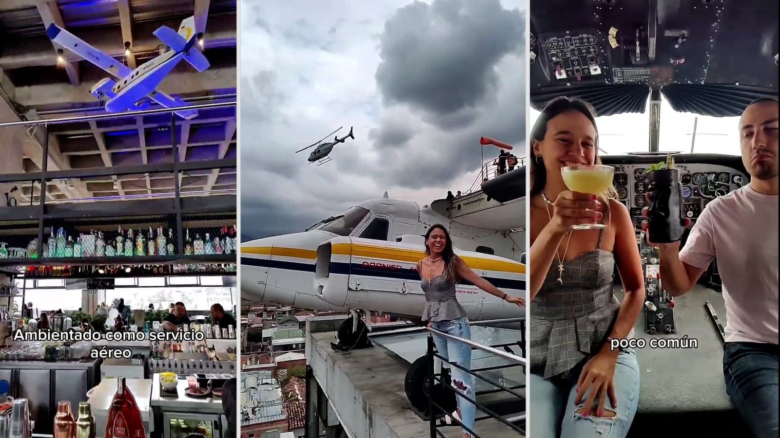 Así es el particular restaurante en Medellín que ofrece viajes en helicóptero, donde una aeronave se accidentó