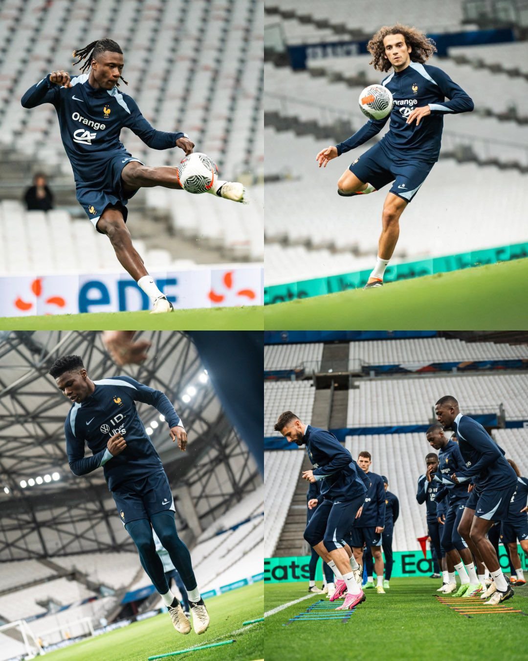 Francia entrenó en el estadio Velódrome previo al amistoso ante Chile.