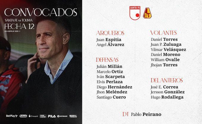 El equipo que dirige Pablo Peirano tendrá tres bajas para esta fecha, todos por lesiones leves que requieren un tratamiento ligero - crédito Santa Fe Oficial / X