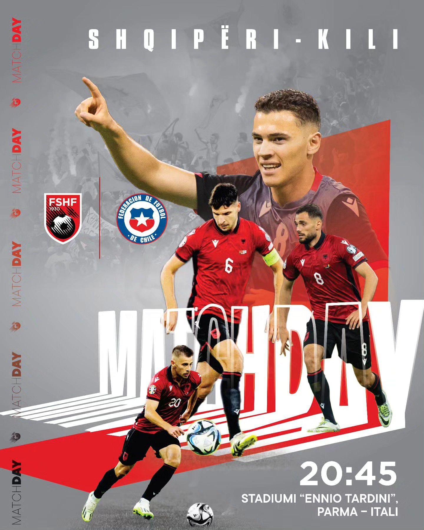 Así promocionó Albania el amistoso contra Chile de este 22 de marzo.