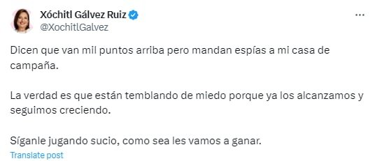 Xóchitl Gálvez sobre el envío de espías a su casa de campaña Xóchitl Gálvez, Elecciones México 2024