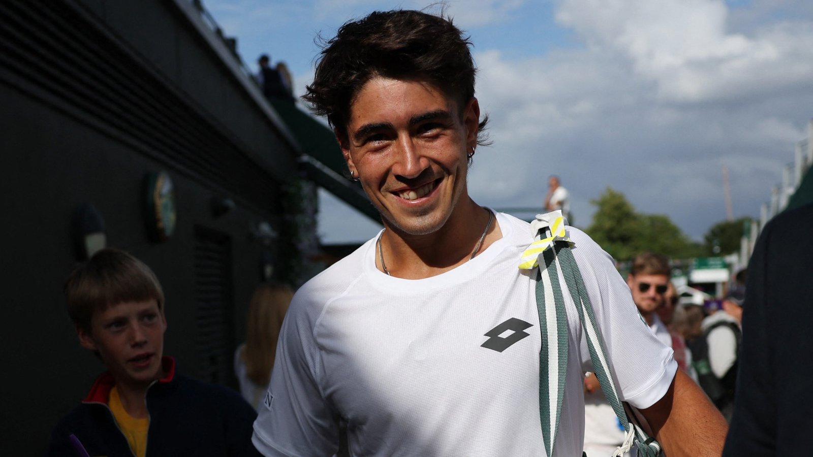 Tennis - Wimbledon - All England Lawn Tennis and Croquet Club, London, Britain - July 2, 2024 Australia's Francisco Comesana is pictured after winning his first round match against Russia's Andrey Rublev REUTERS/Isabel Infantes