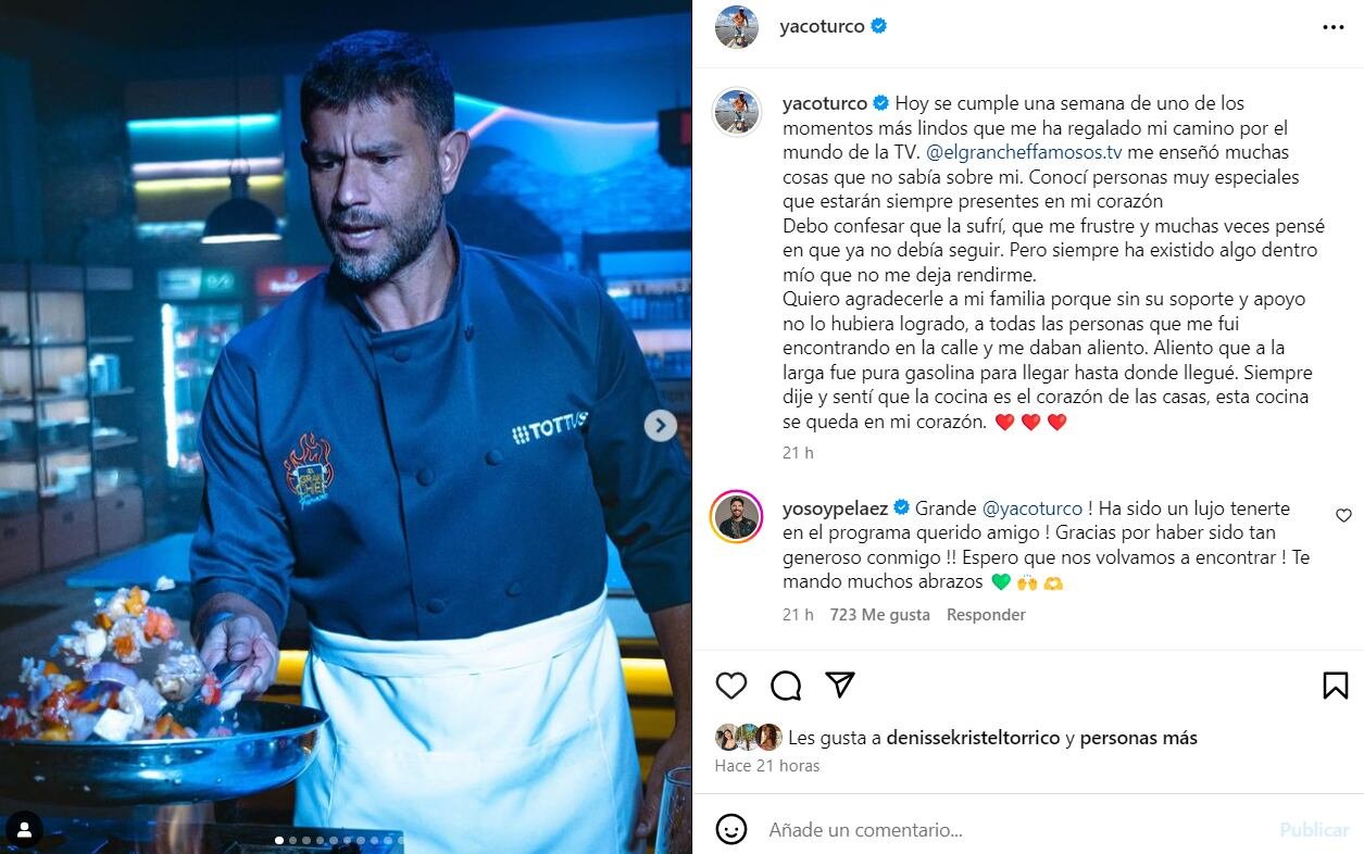 Yaco Eskenazi recuerda su triunfo en El Gran Chef Famosos y lanza mensaje.