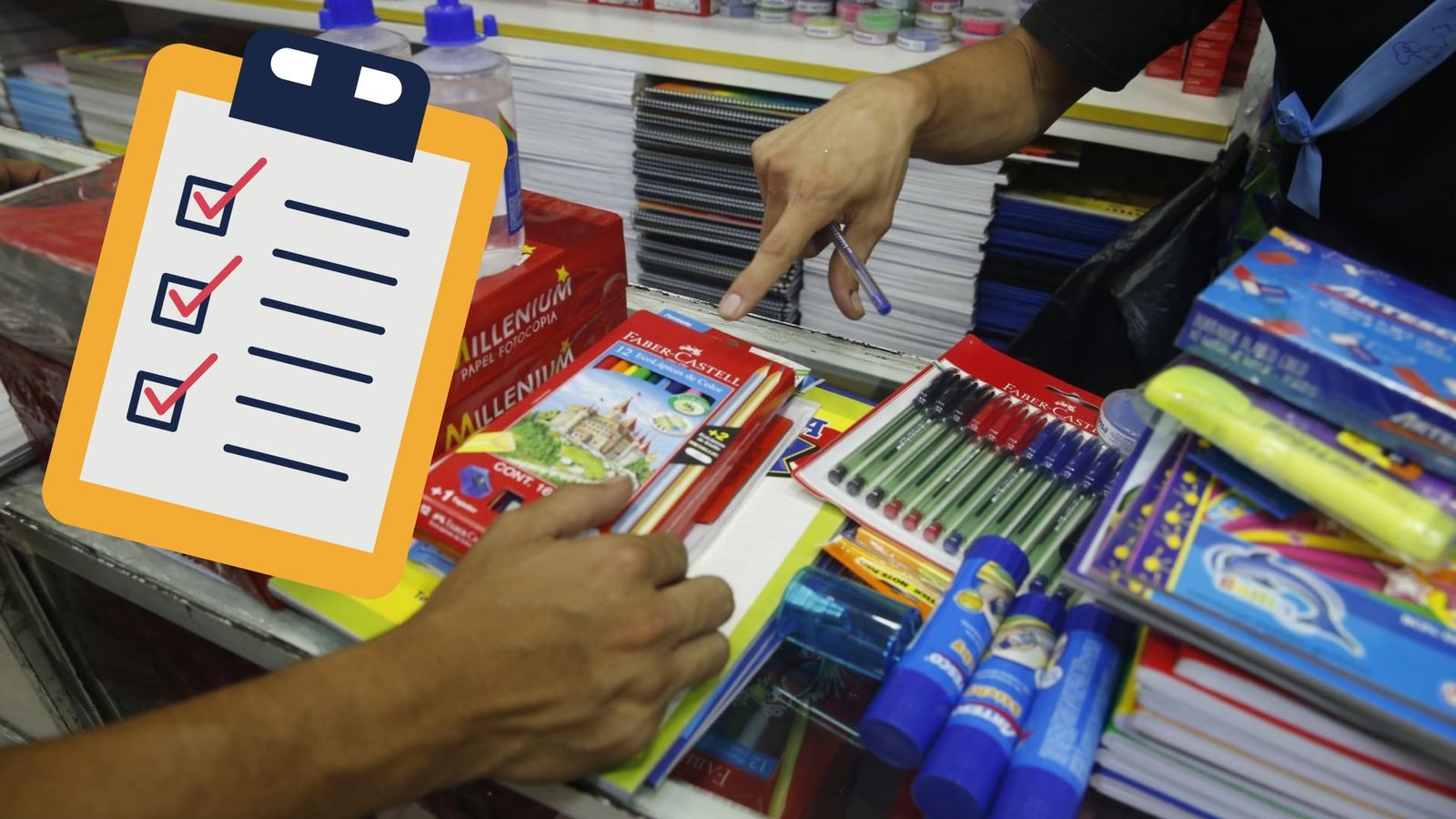 Es posible ahorrar dinero al comprar toda la lista de útiles escolares para el año 2024. (Foto: Composición - Infobae/Renato Silva)